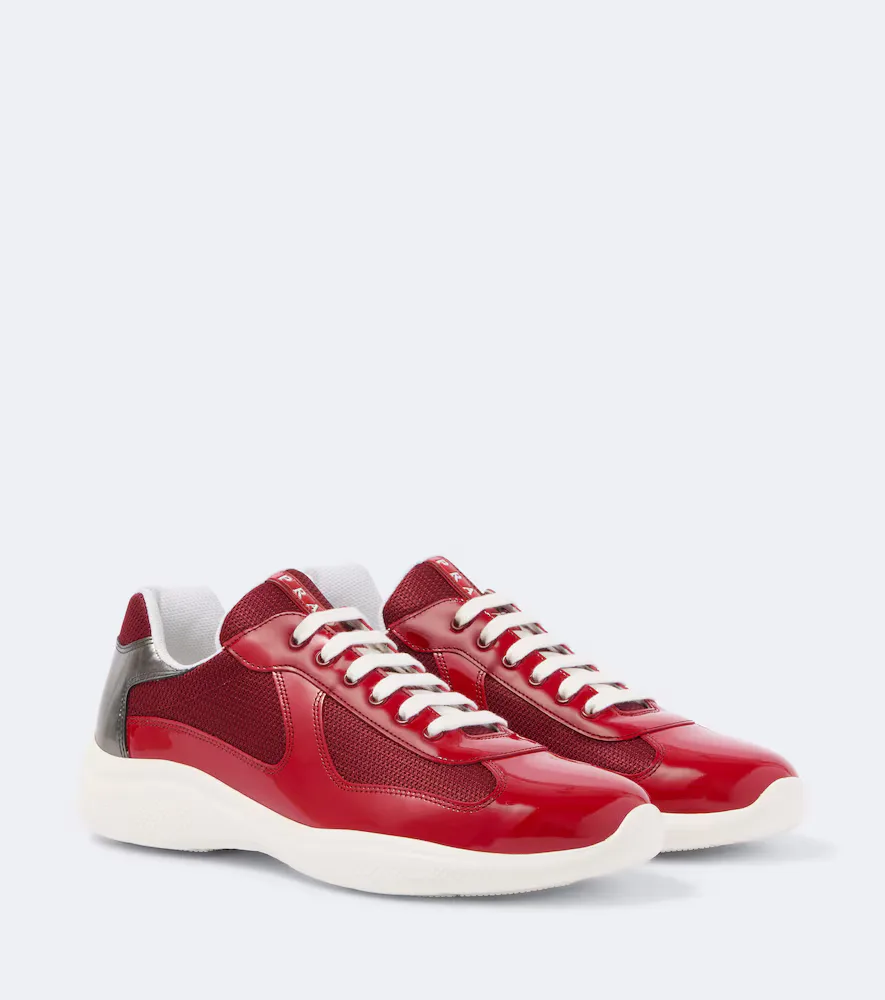 Americas Cup Leather-Trimmed Sneakers by Prada