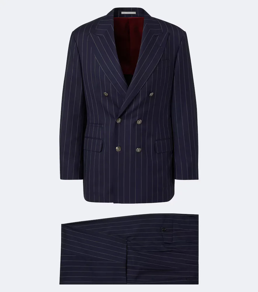 Chalk Stripe Virgin Wool Suit by Brunello Cucinelli
