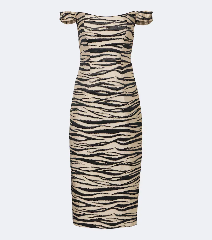 Amina Off-Shoulder Jacquard Midi Dress by Markarian
