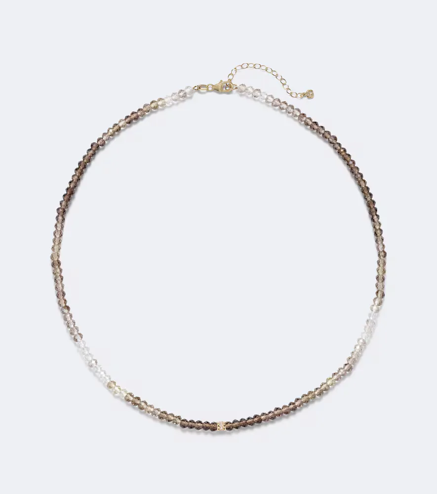 14kt White Gold Beaded Necklace with Labradorite and Diamonds by Sydney Evan