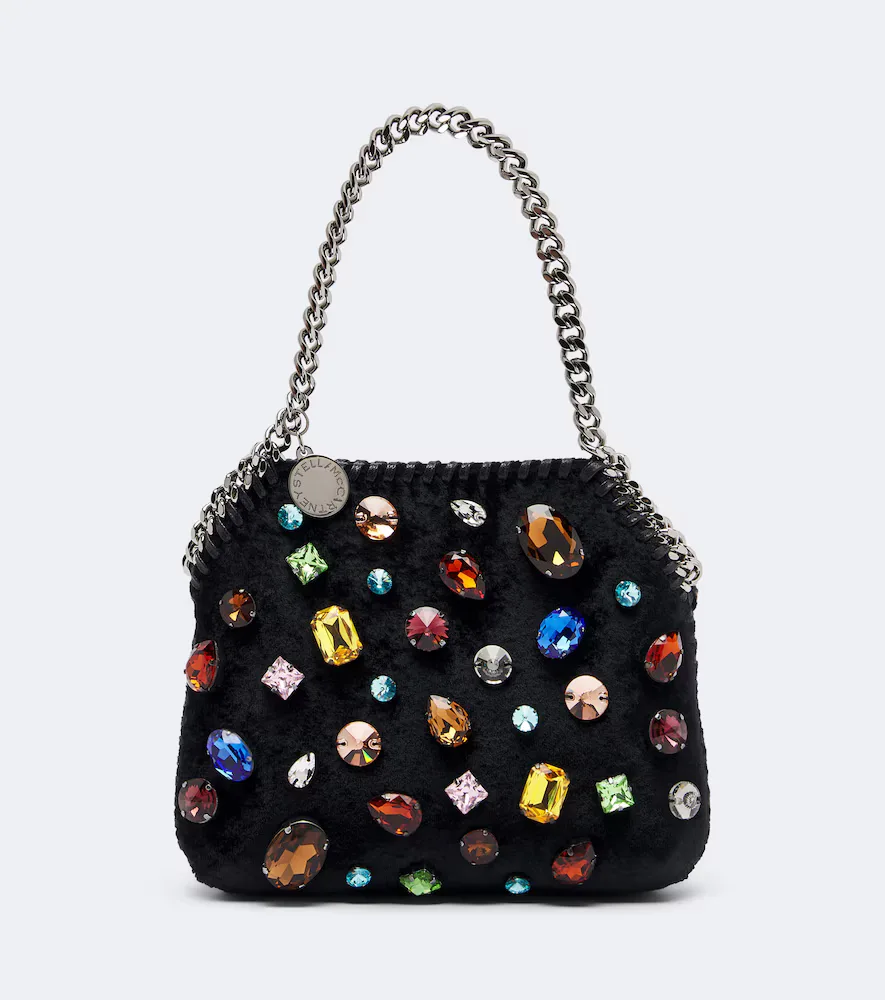 Falabella Tiny Embellished Velvet Shoulder Bag