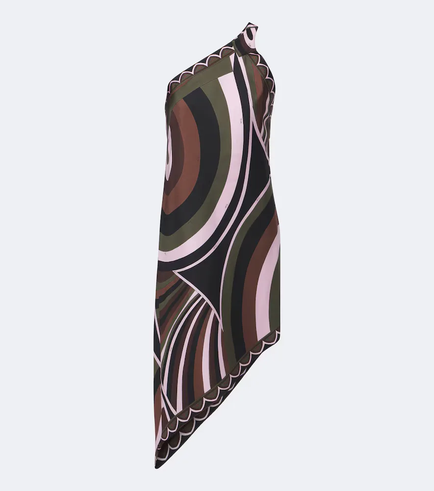 Iride One-Shoulder Silk Twill Midi Dress by Pucci