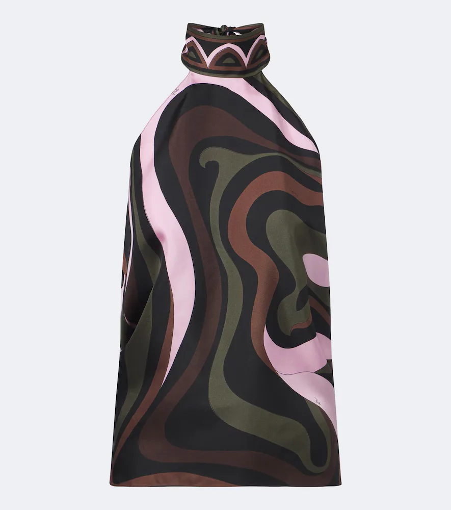 Marmo Halterneck Silk Twill Top by Pucci