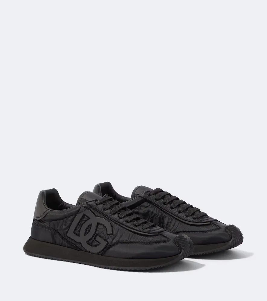 DG Leather-Trimmed Sneakers by Dolce&Gabbana