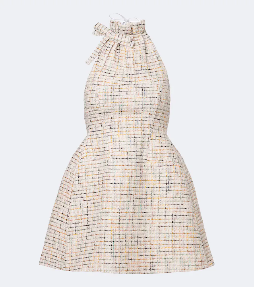 Halterneck Cotton-Blend Tweed Minidress by Shushutong