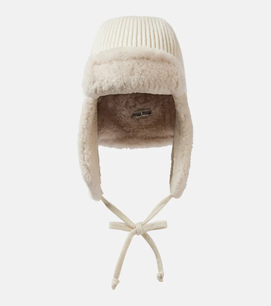 Shearling-Trimmed Wool and Cashmere Hat by Miu Miu