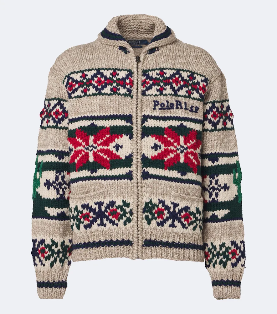 Intarsia Wool Zip-Up Cardigan by Polo Ralph Lauren
