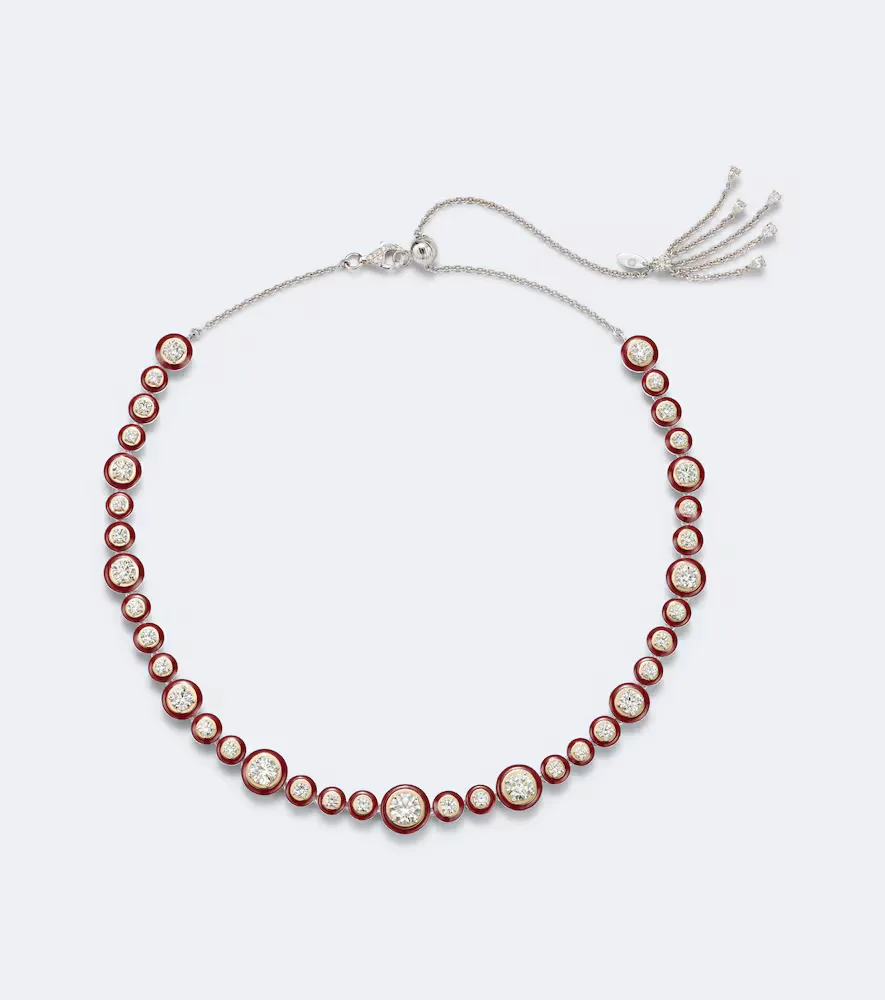 Polka Dots 18kt White Gold and Enamel Necklace with Diamonds