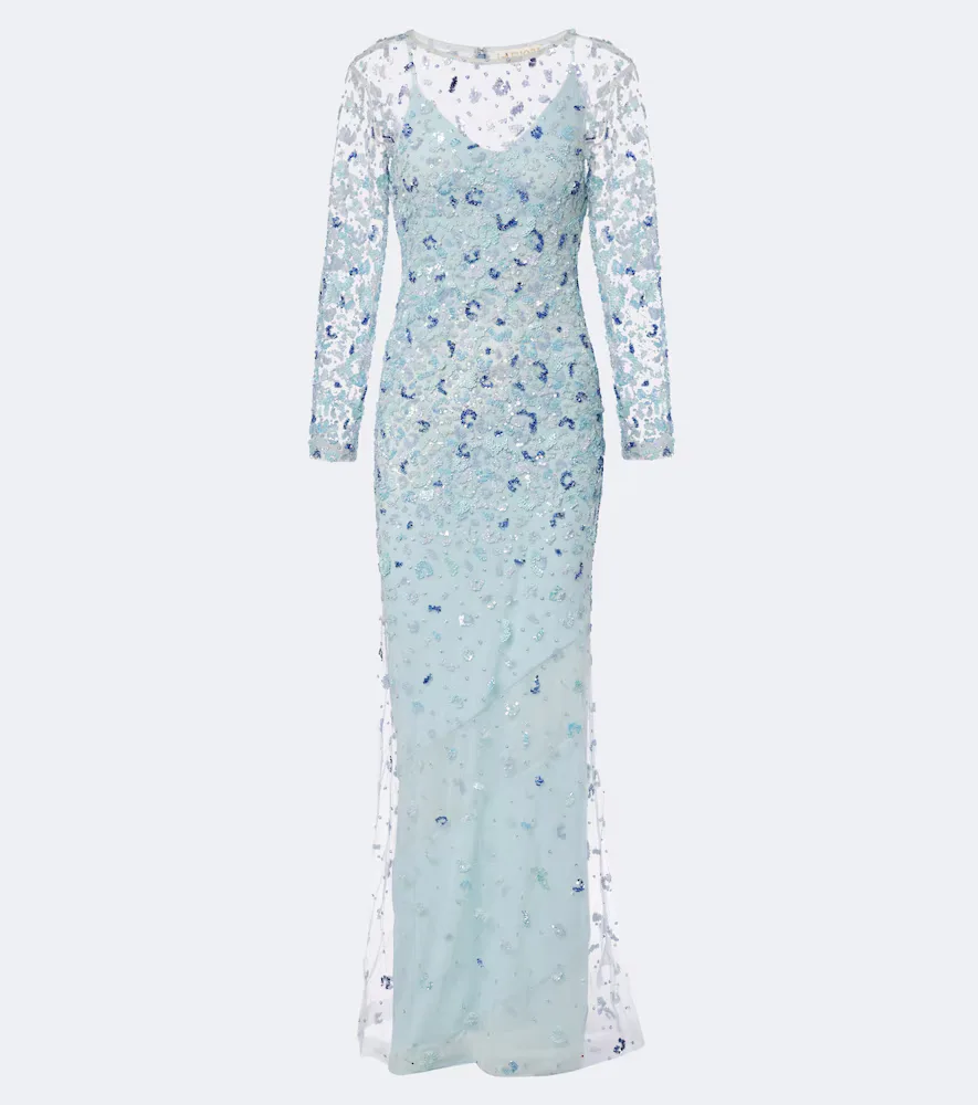 Zion Floral Sequined Gown