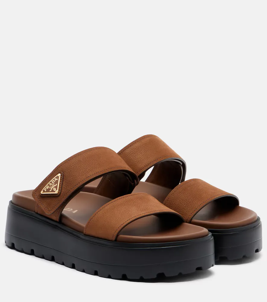 Leather Platform Sandals by Prada