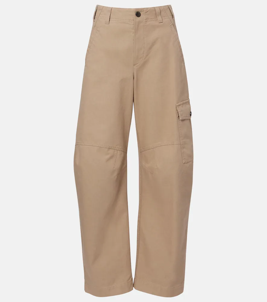 Cotton Canvas Barrel-Leg Pants