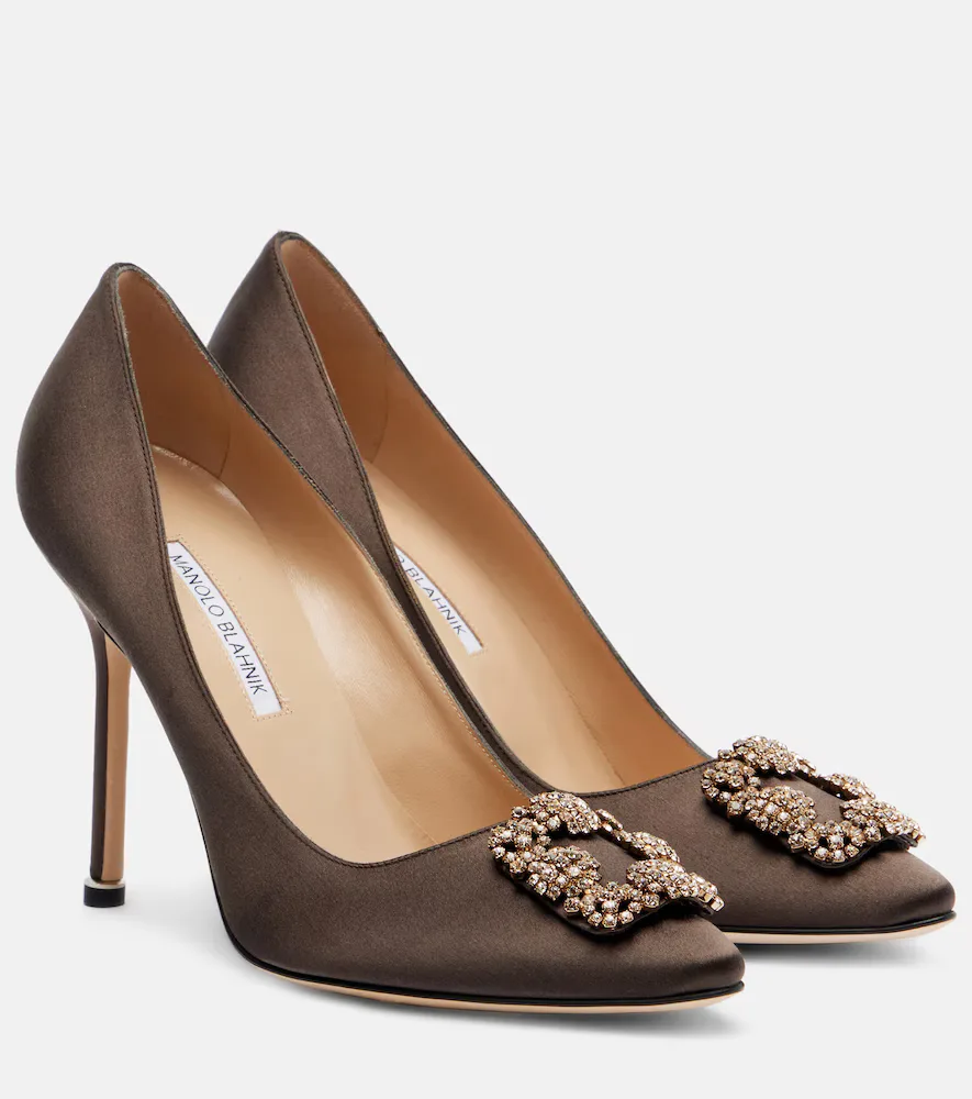 Hangisi 90 Embellished Satin Pumps by Manolo Blahnik