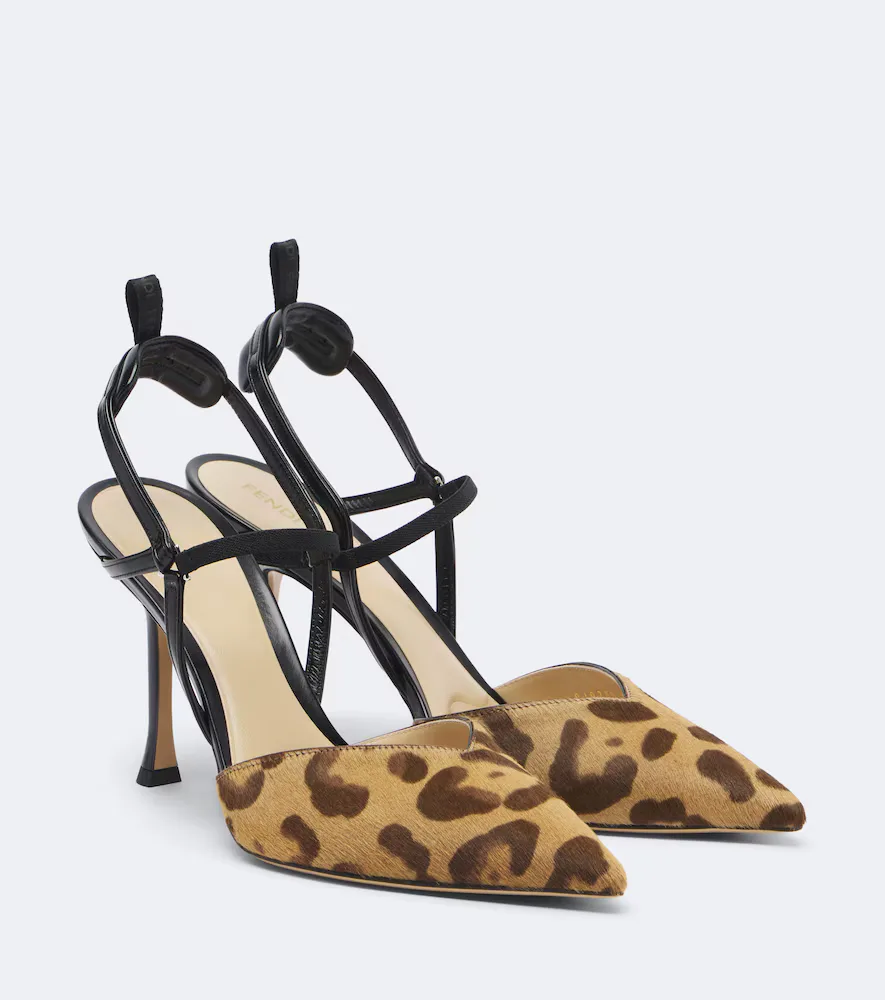 Colibri Leopard-Print Calf Hair Slingback Pumps by FENDI
