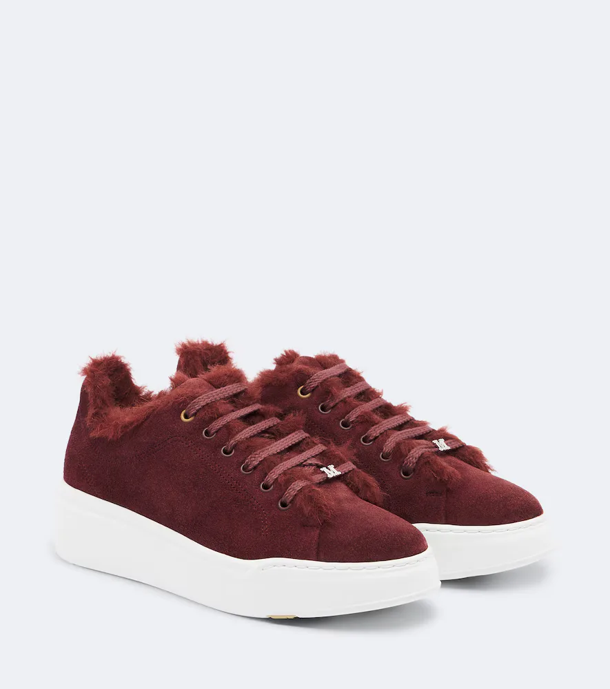 Shearling-Lined Suede Sneakers by Max Mara