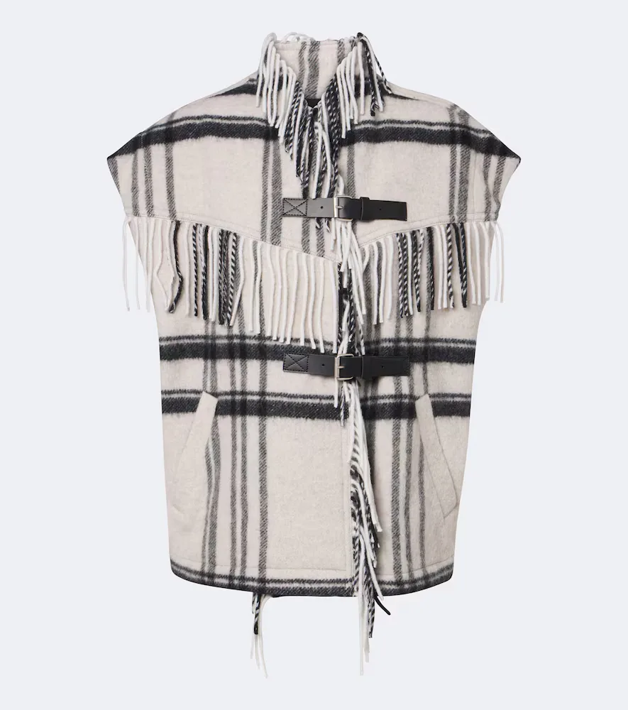 Ginesa Checked Fringed Wool-Blend Vest by Marant Etoile