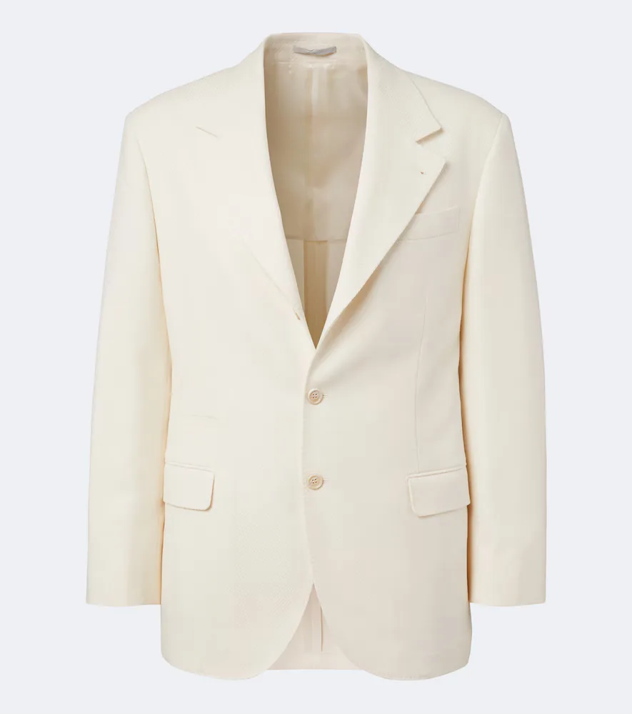Herringbone Wool and Cotton Blazer by Brunello Cucinelli