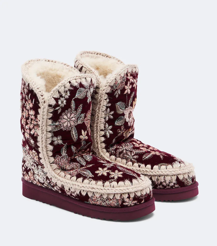 24 Shearling-Lined Velvet Ankle Boots by Mou