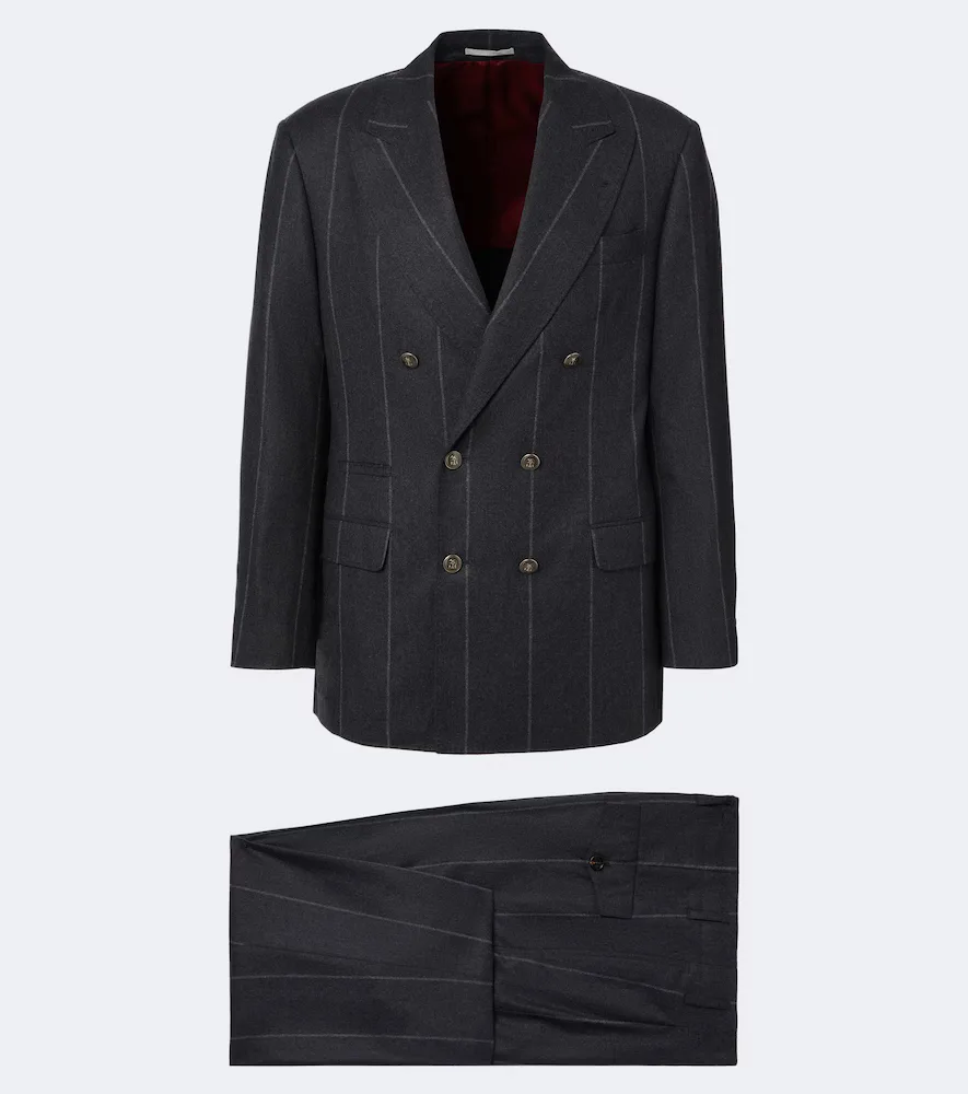 Chalk Stripe Wool, Silk, and Cashmere Suit by Brunello Cucinelli
