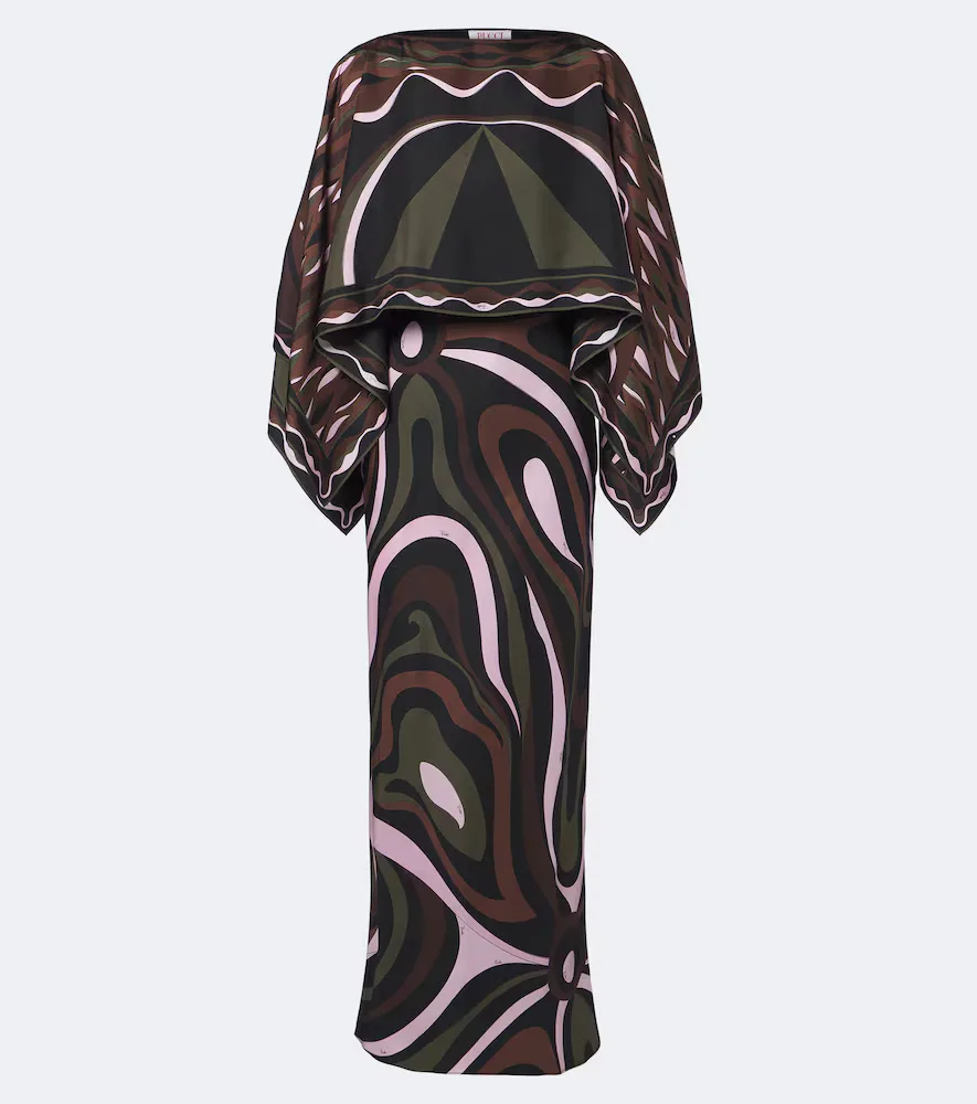 Marmo and Dune Caped Silk Twill Gown by Pucci