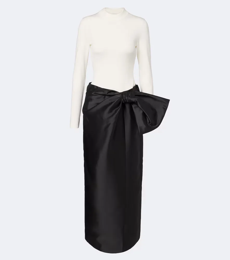 Coralyne Bow-Detail Knitted Satin Gown by Simkhai