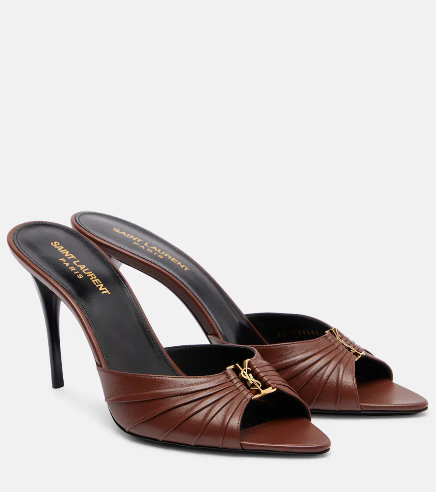 Babylone Cassandre 90 Leather Mules by Saint Laurent