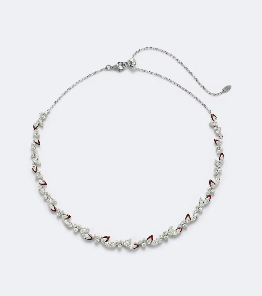 Autumn 18kt White Gold and Enamel Choker with Diamonds by Kamyen