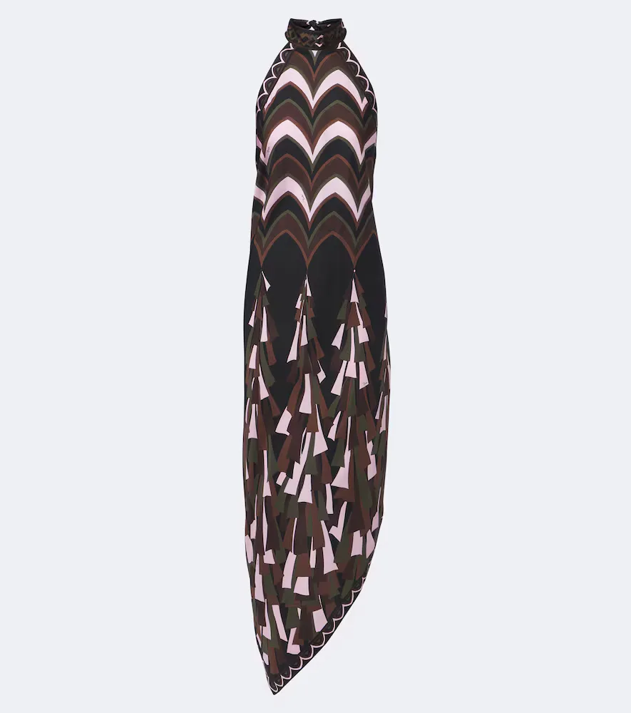 Baiadera Halterneck Silk Twill Midi Dress by Pucci