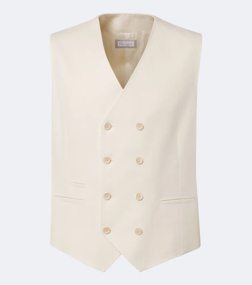 Double-Breasted Wool and Cotton Vest by Brunello Cucinelli