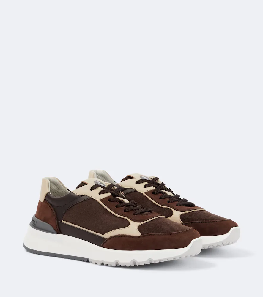 Leather-Trimmed Suede Sneakers