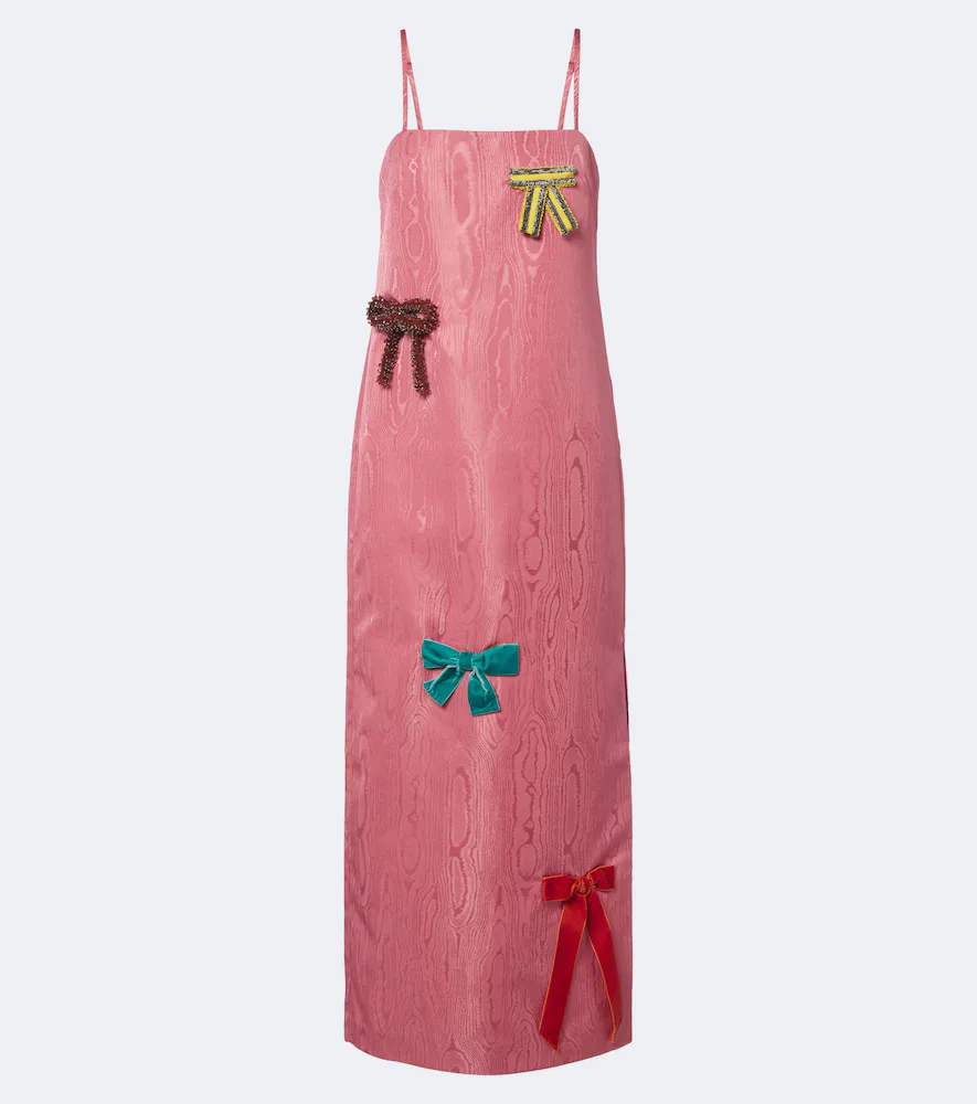 Valentina Bow-Detail Moiré Midi Dress by Alemais