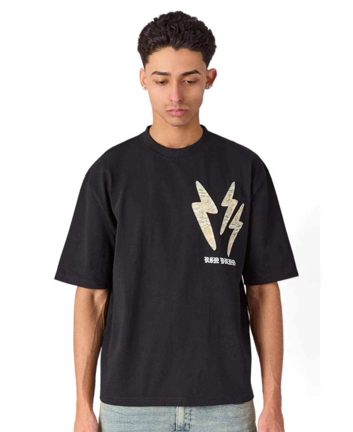Lightning Bolt Applique Short Sleeve T-Shirt by Reason