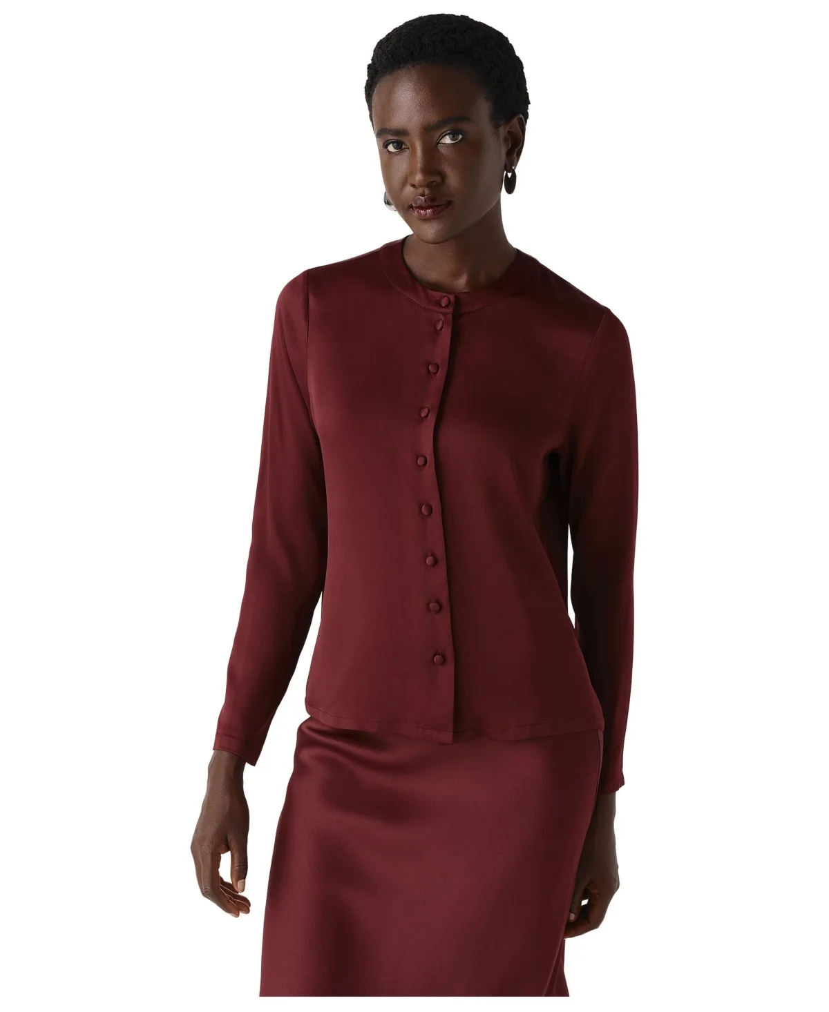 Efie Satin Button Through Blouse by Ghost London