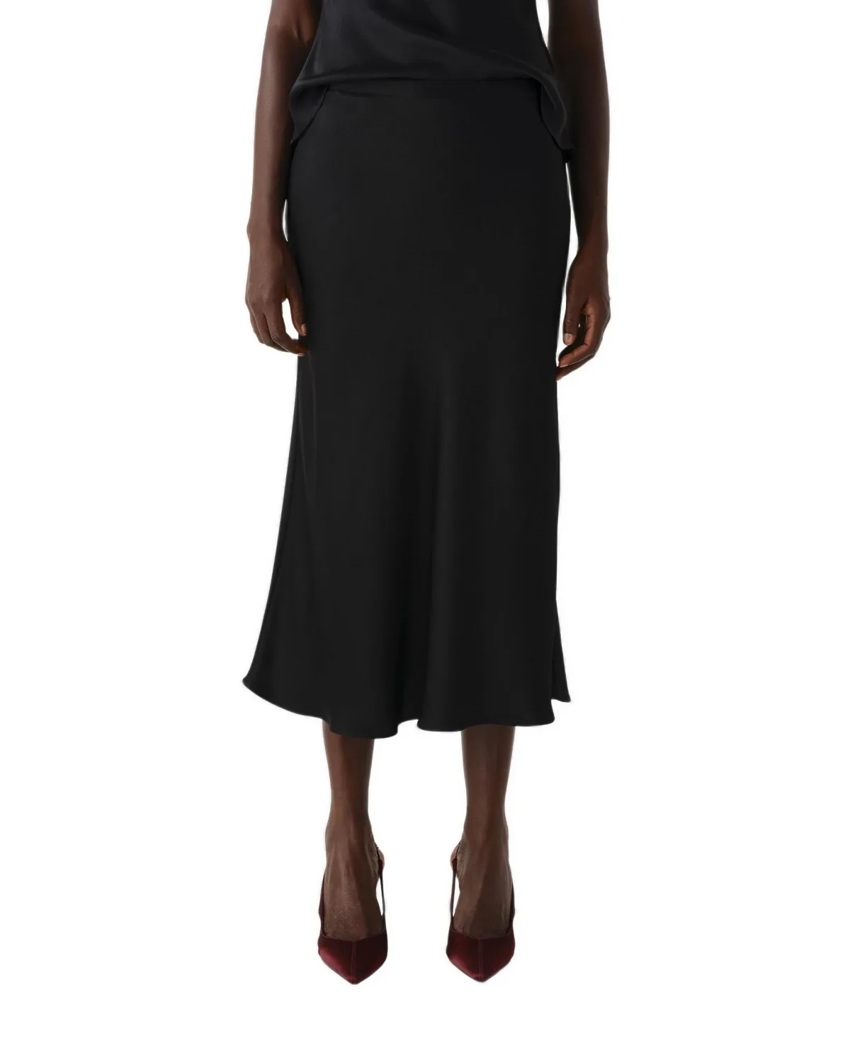Luna Satin Midi Slip Skirt