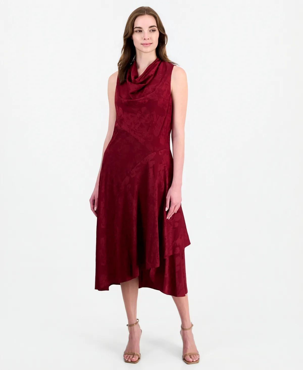 Sleeveless Cowl Neck Asymmetrical Hem Dress