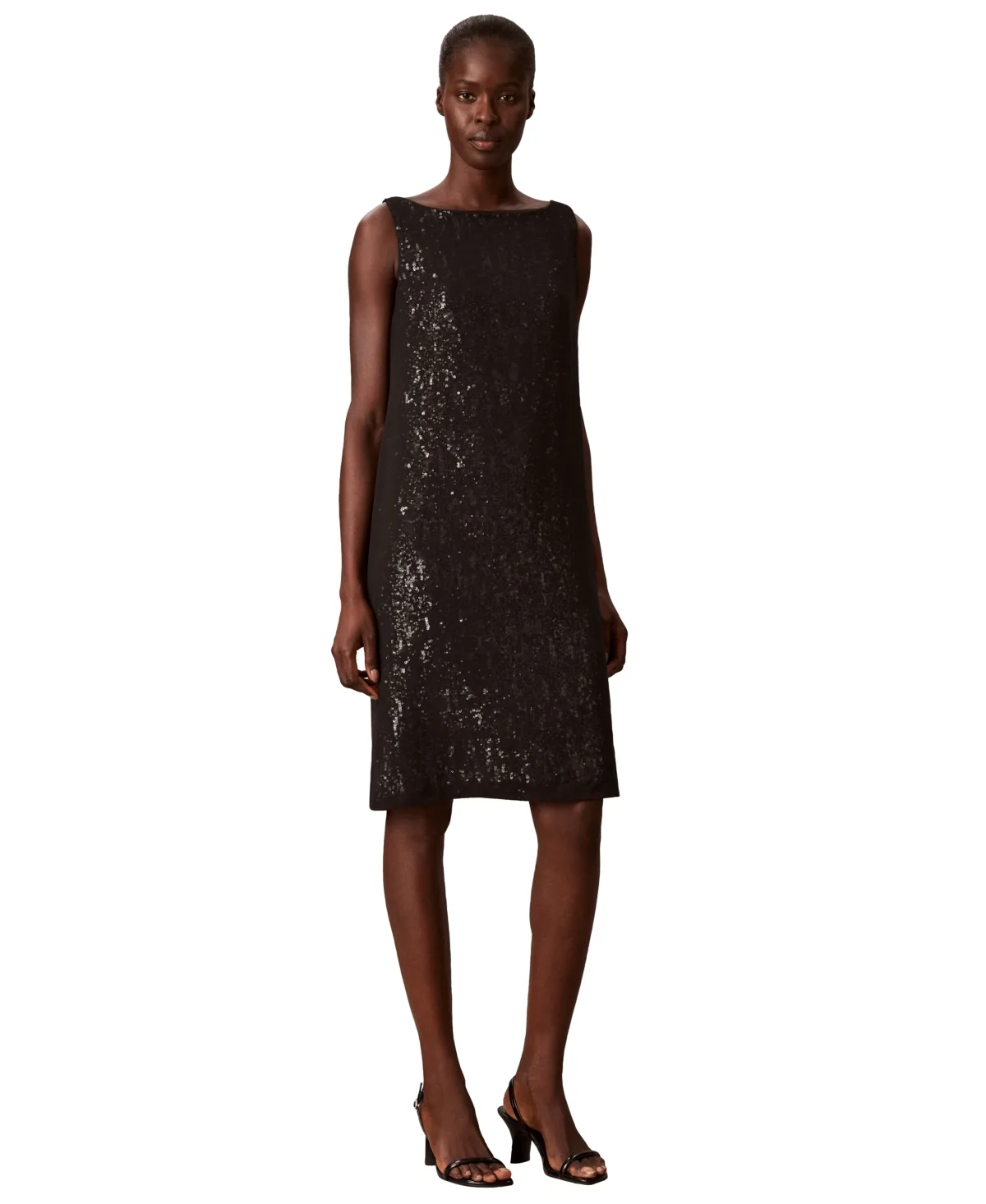 Sequin Boat-Neck Midi Dress by Calvin Klein