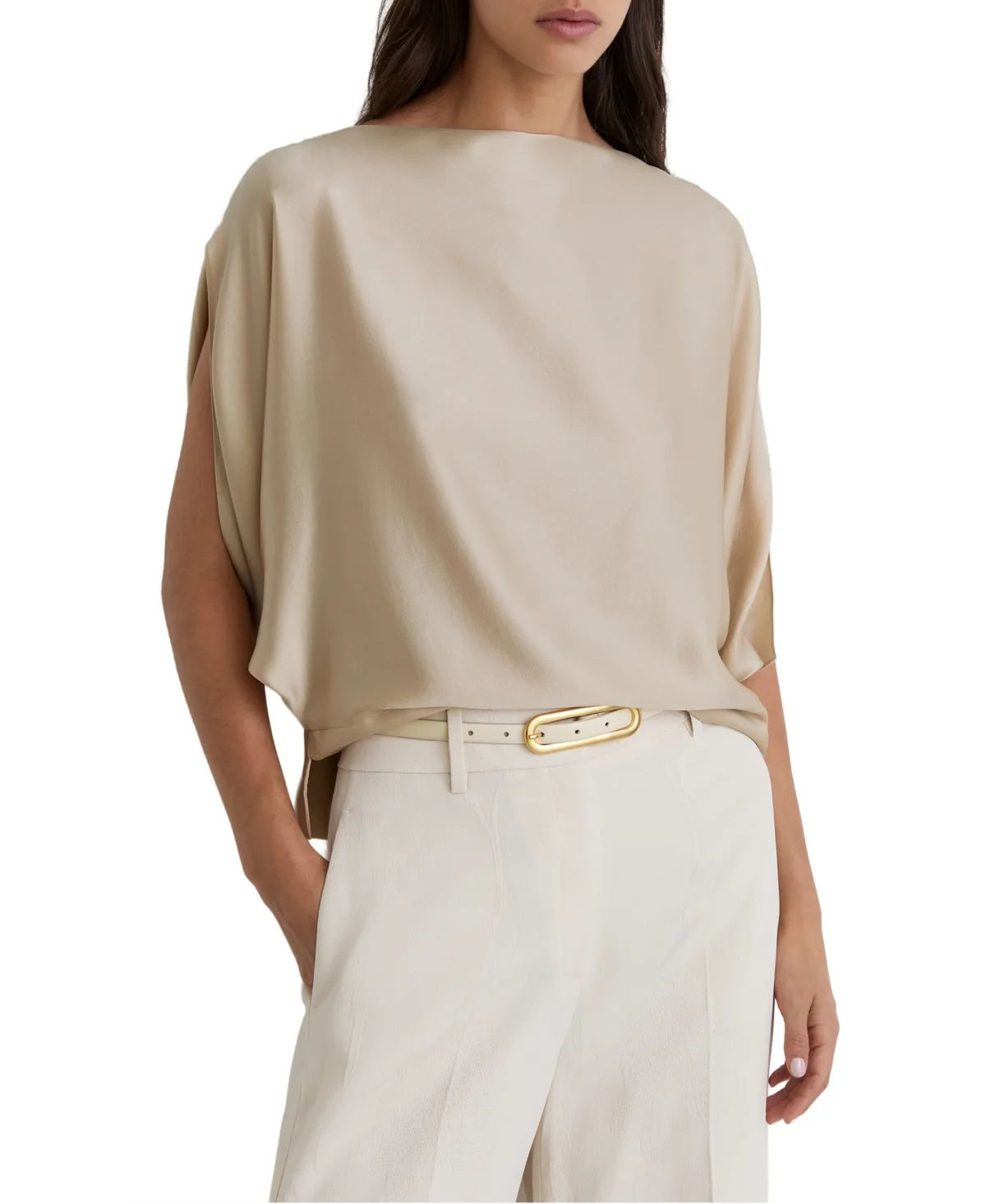 Silk Draped Split-Sleeve Top by Reiss