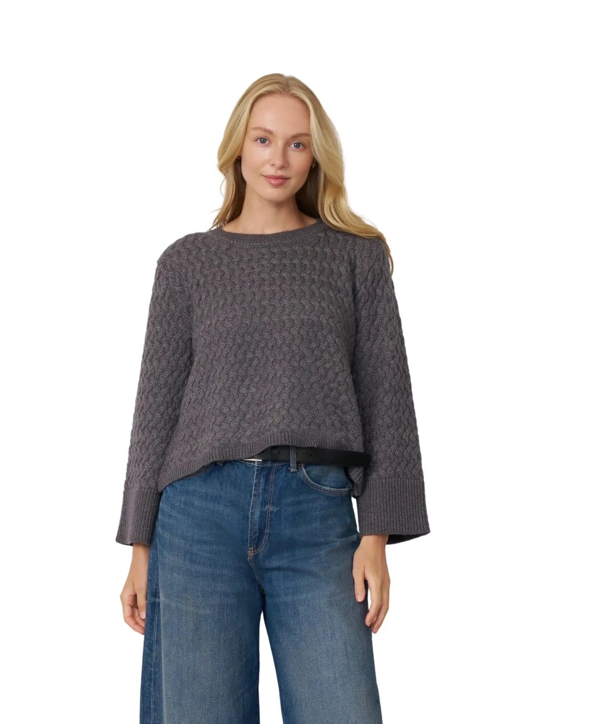 Cable-Knit Boat-Neck Long-Sleeve Sweater by Cable & Gauge