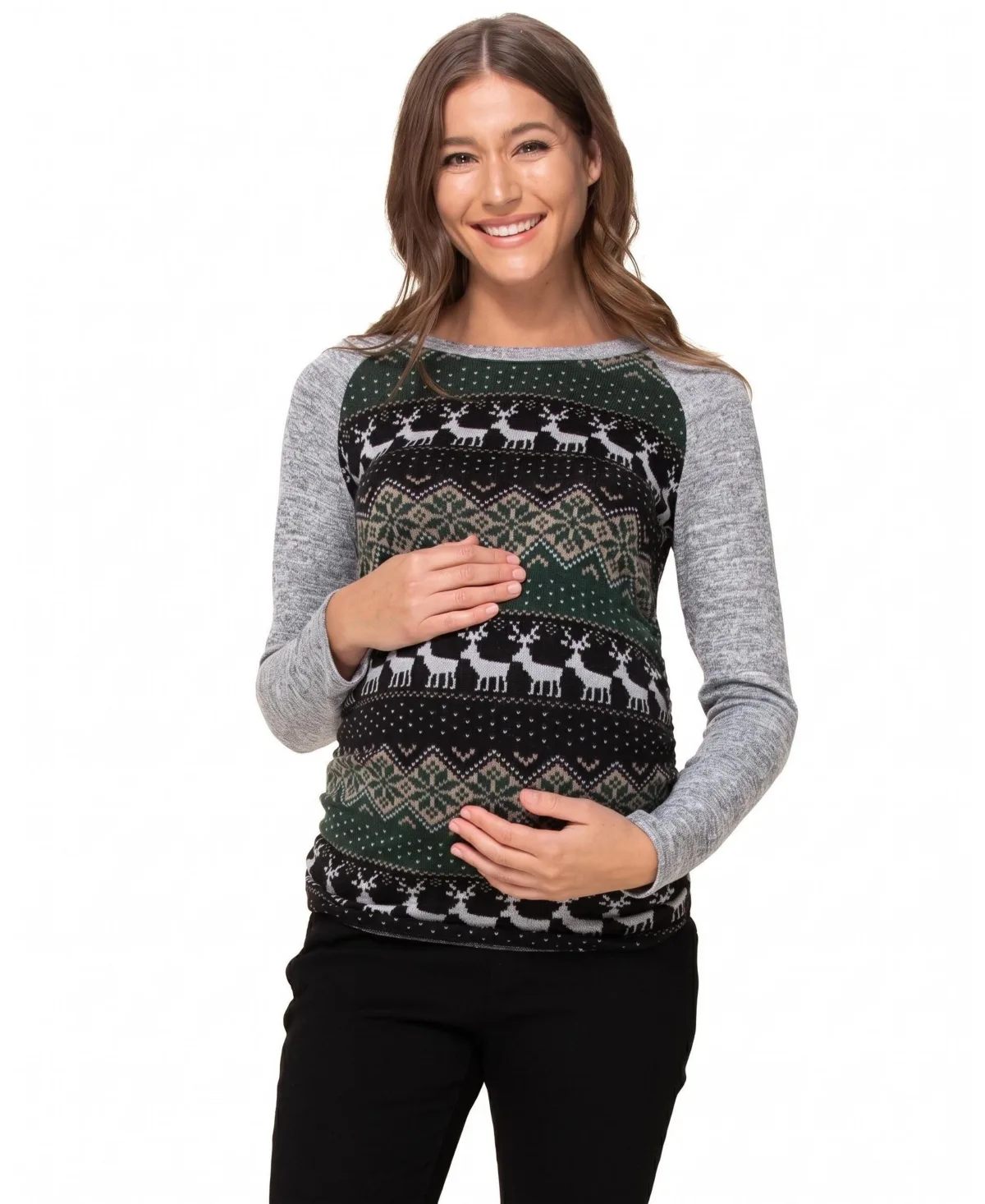 Block Long-Sleeve Sweater Knit Top by Hello Miz