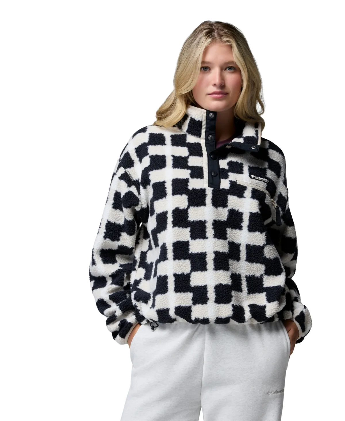 Helvetia II Printed Cropped Half-Snap Fleece