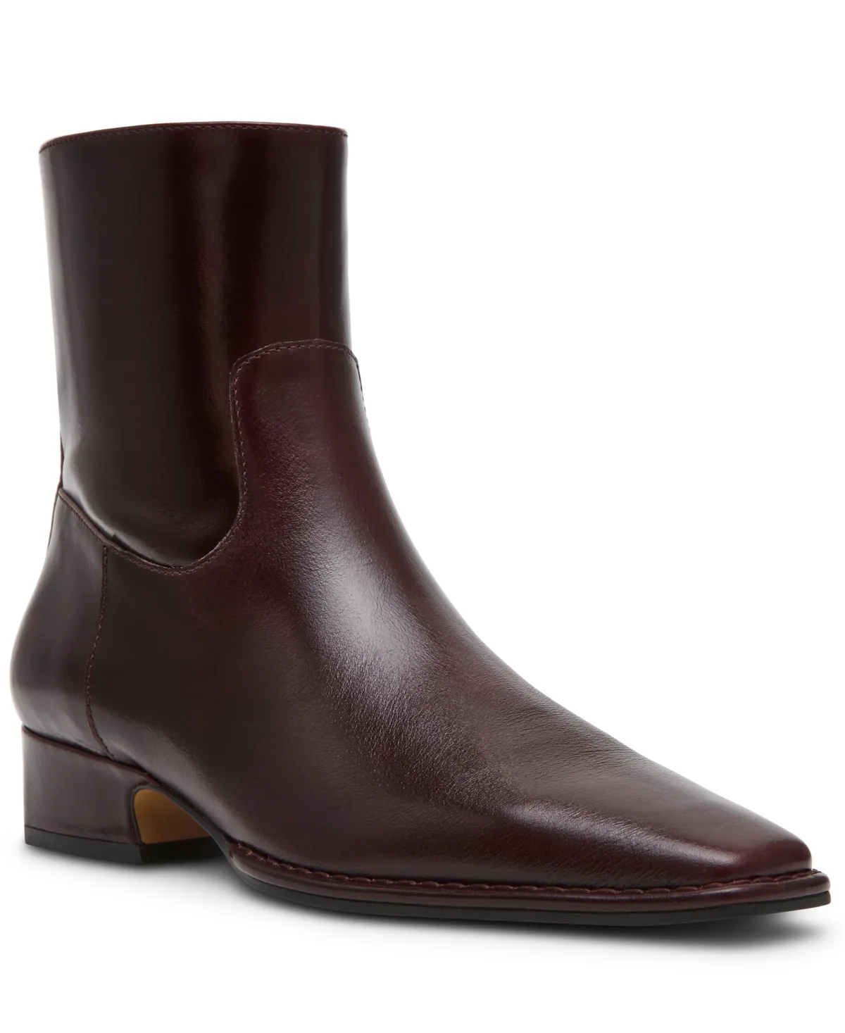 Dorene Block Heel Ankle Booties - Burgundy Leather by Steve Madden