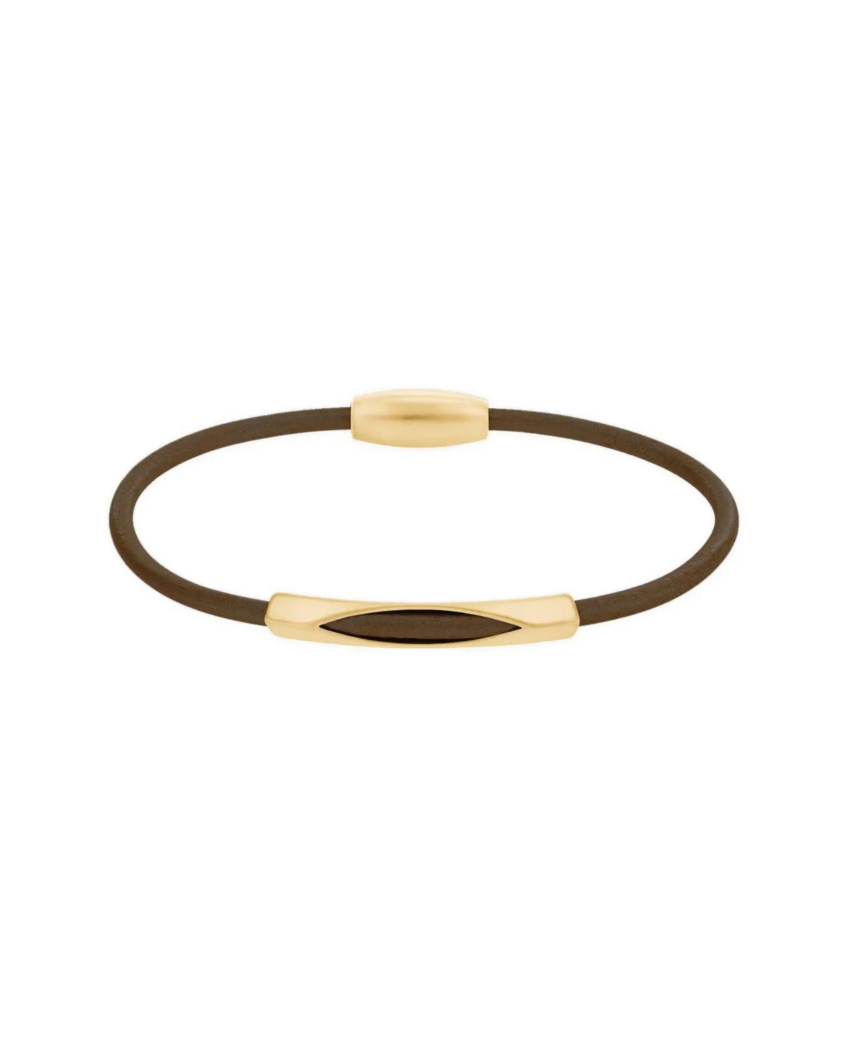Gold-Tone Leather Magnetic Bar Bracelet