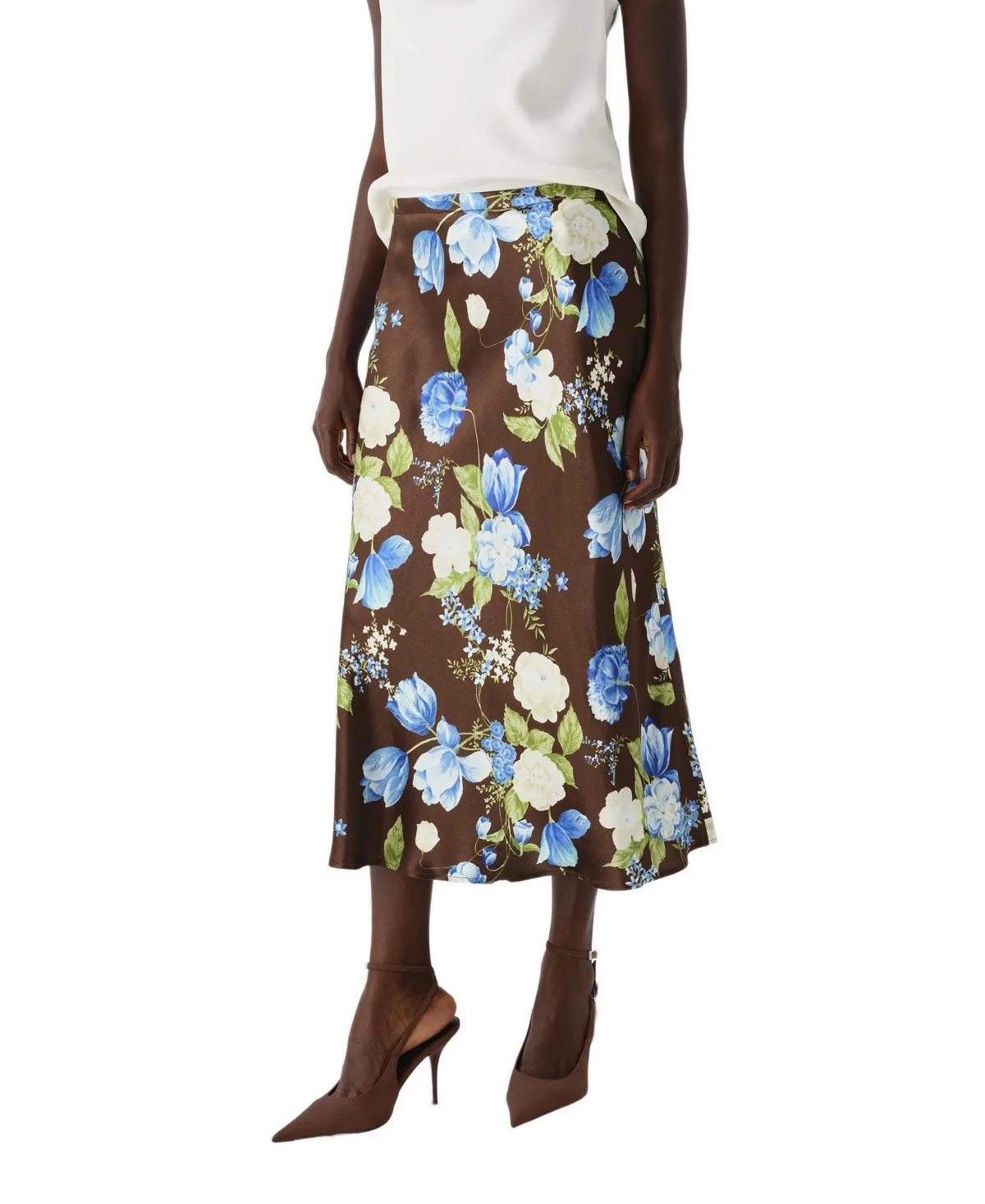 Luna Satin Midi Slip Skirt