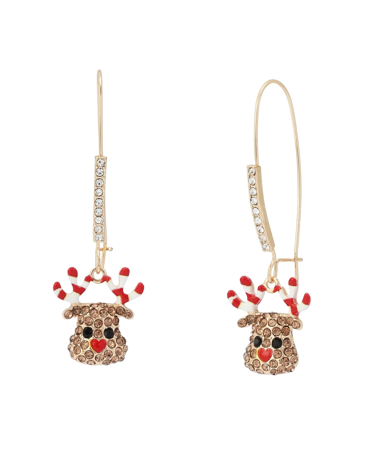Glass Crystal Candy Cane Drop Earrings