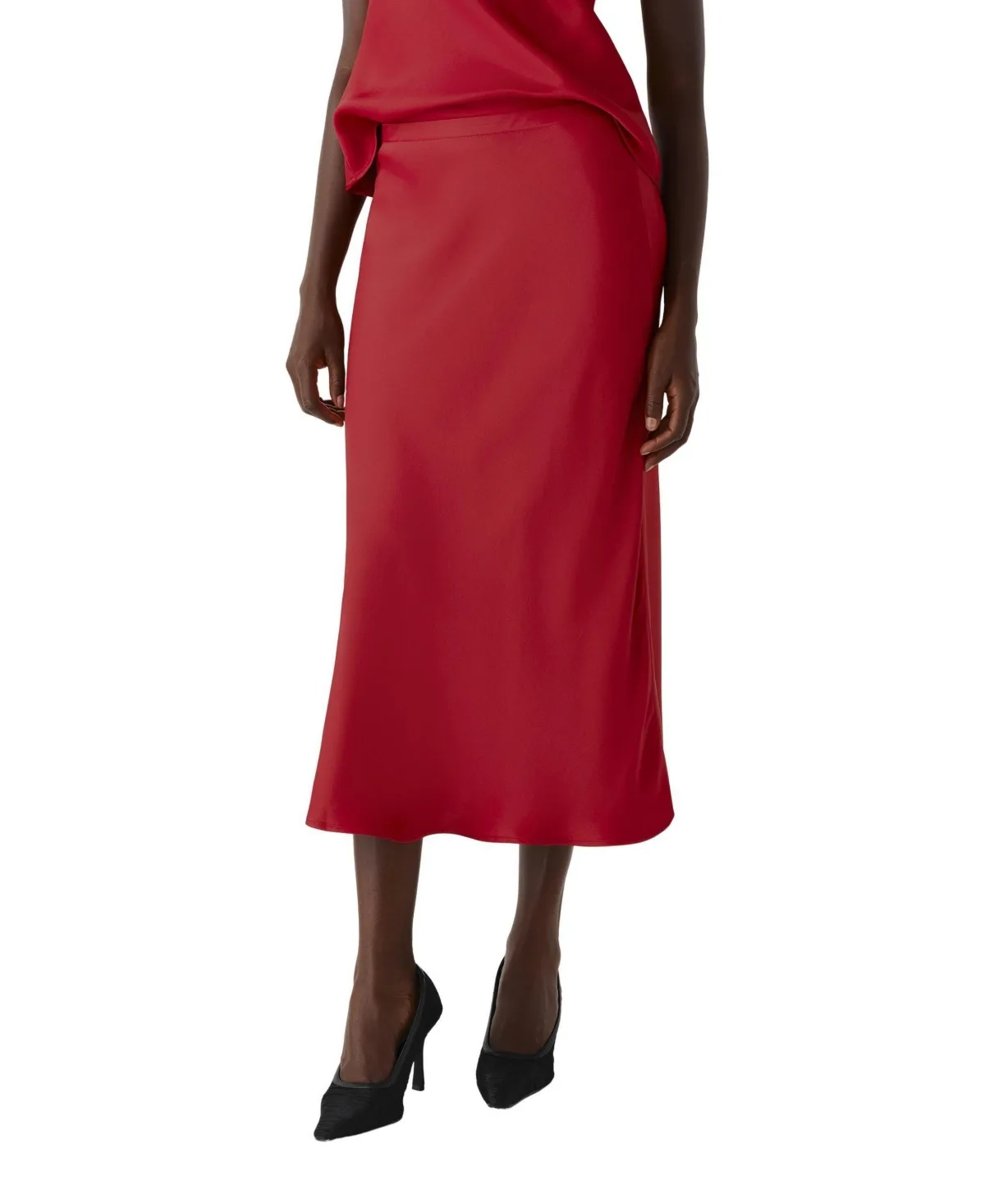 Luna Satin Midi Slip Skirt