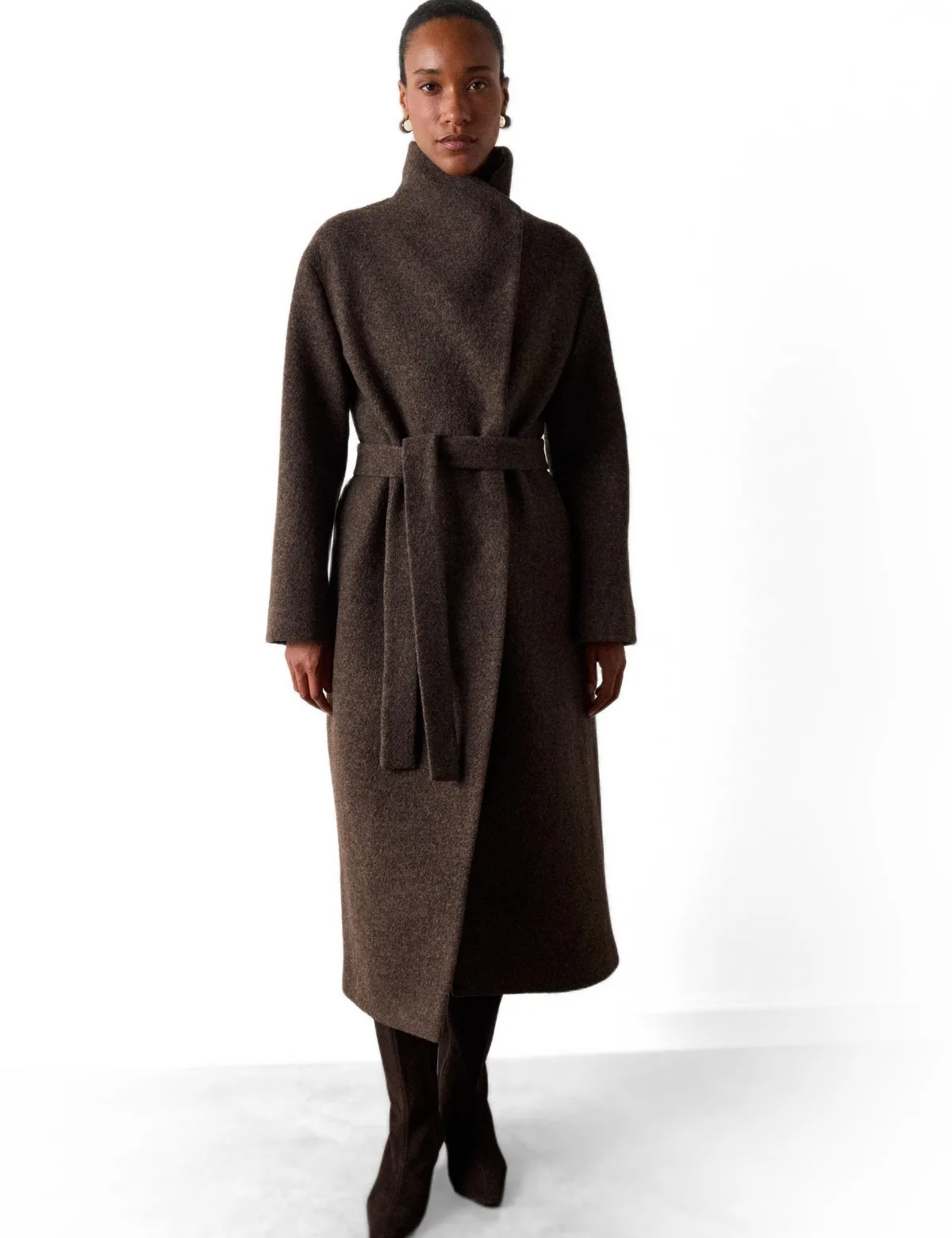 Morgan Wool Funnel Neck Wrap Coat by Whistles