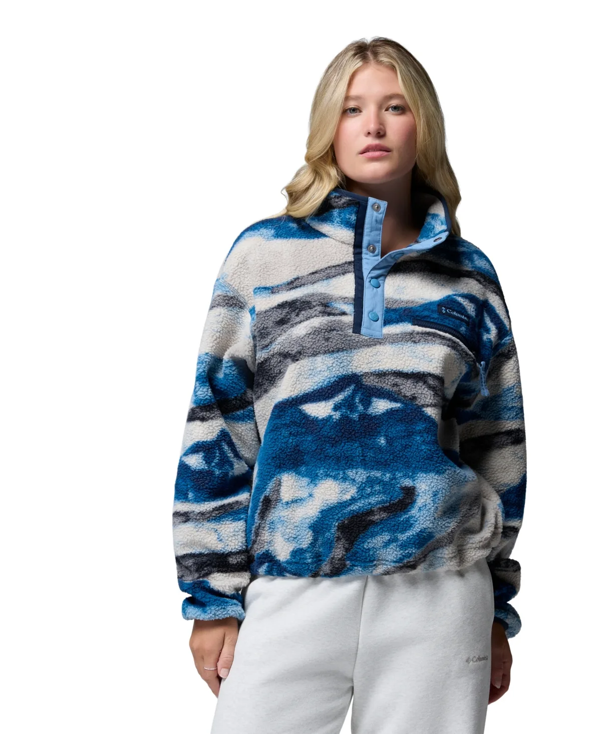 Helvetia II Printed Cropped Half-Snap Fleece