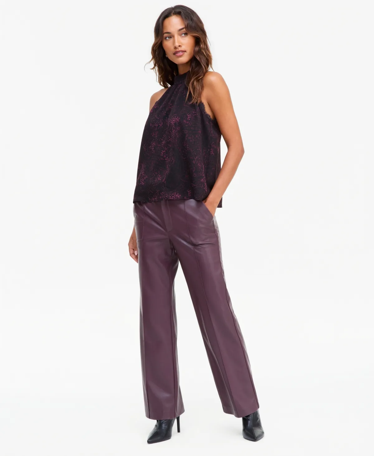 Faux Leather High-Rise Bootcut Pants