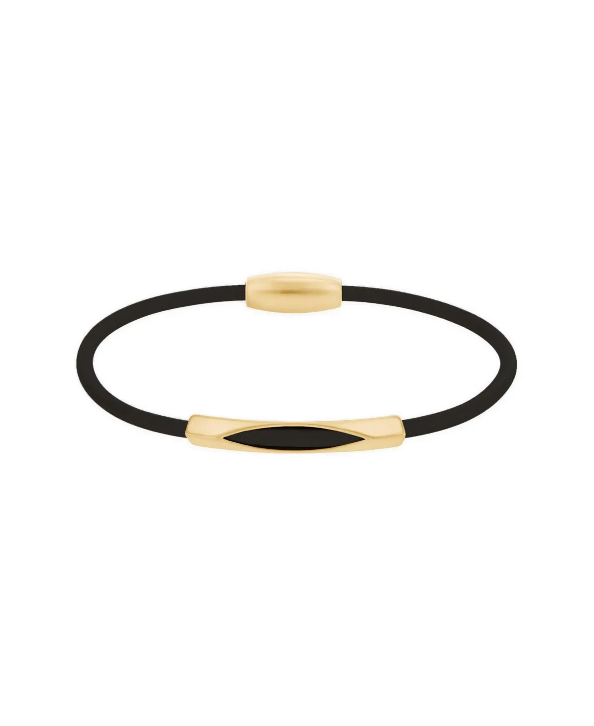 Gold-Tone Leather Magnetic Bar Bracelet