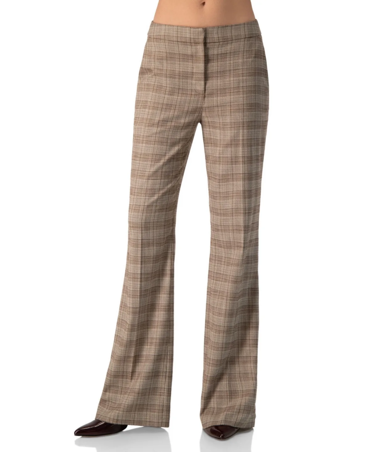 Houndstooth Check Mid-Rise Bootcut Trousers by Ivonne