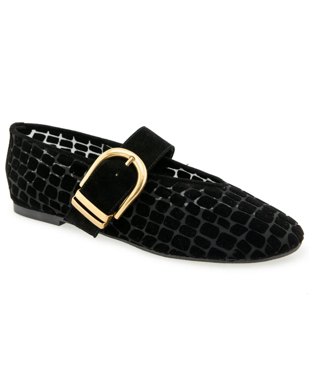 Tamarra Mary Jane Ballet Flats - Black Mesh
